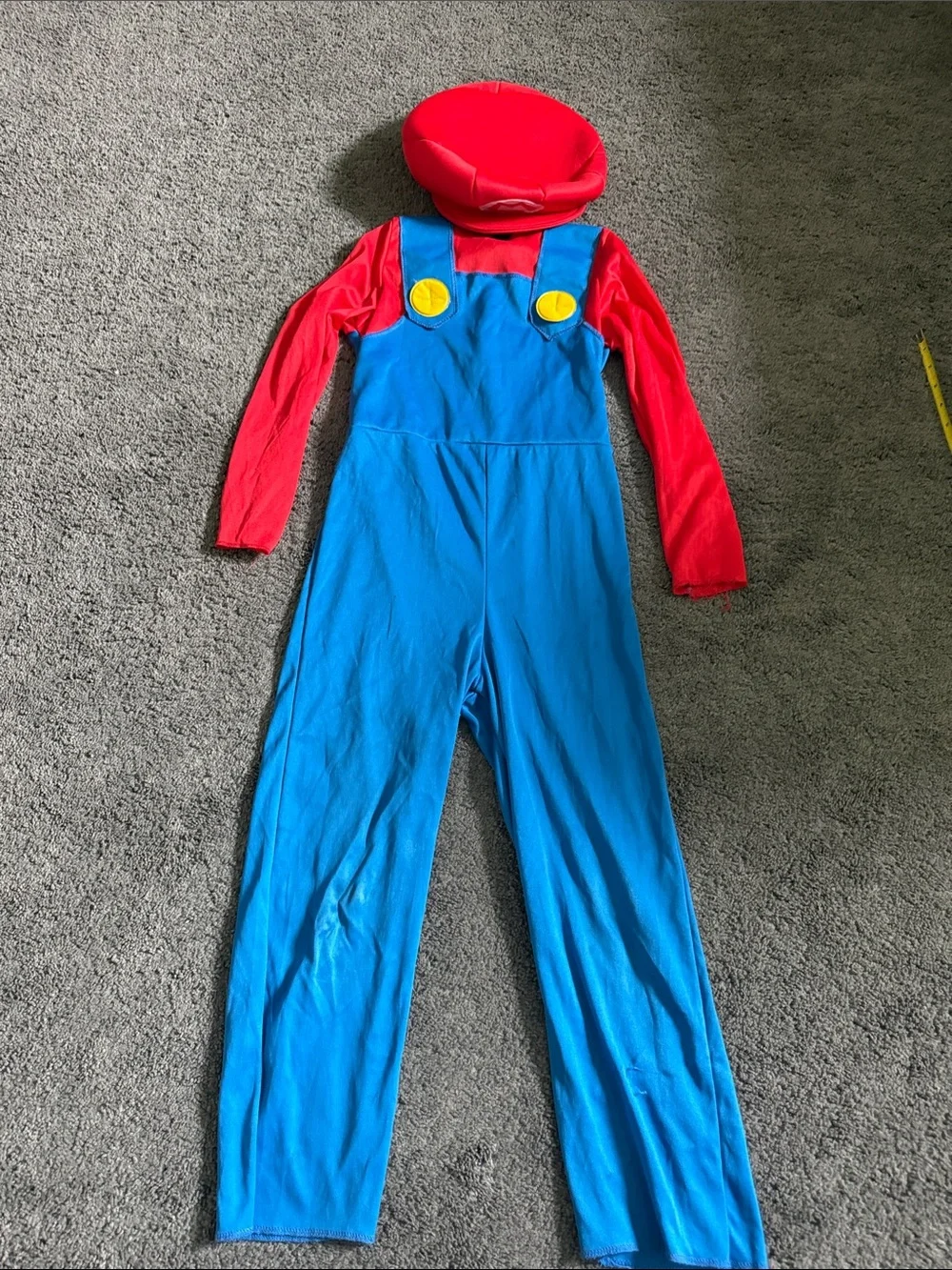 Disguise Kids Blue and Red  Mario Costume with Yellow Buttons
